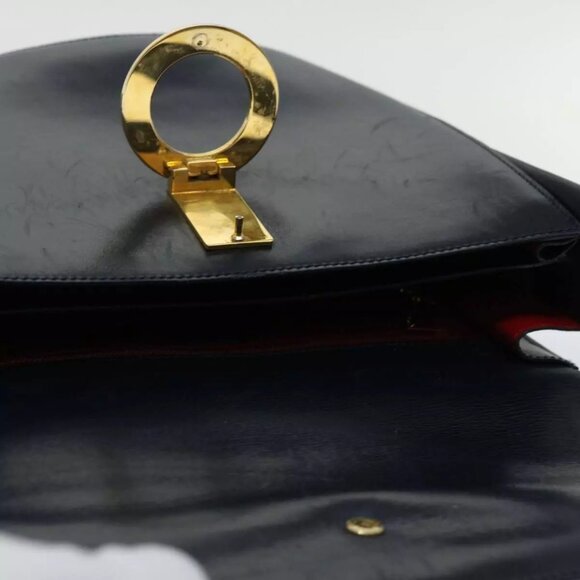 CELINE Shoulder Bag Leather Navy Authentic - Picture 5 of 16